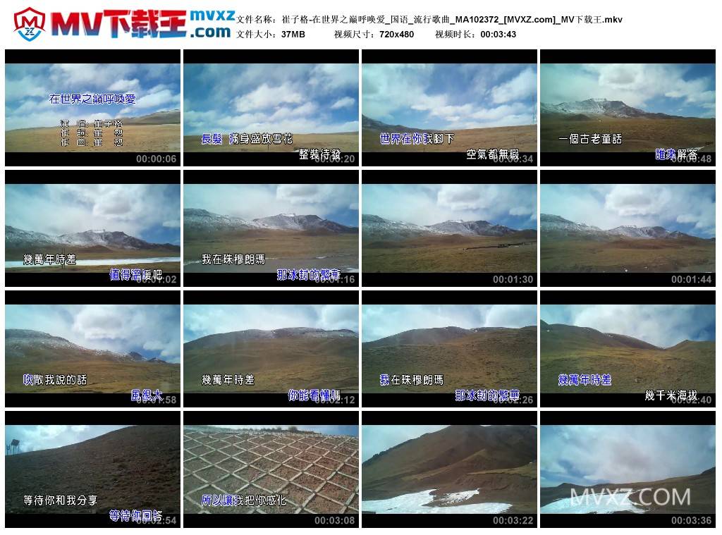 崔子格-在世界之巅呼唤爱_国语_流行歌曲_MA102372